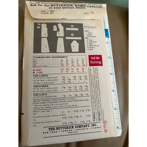 Butterick 5121 vintage dress sewing patterns lot sz 10 - Picture 2 of 2
